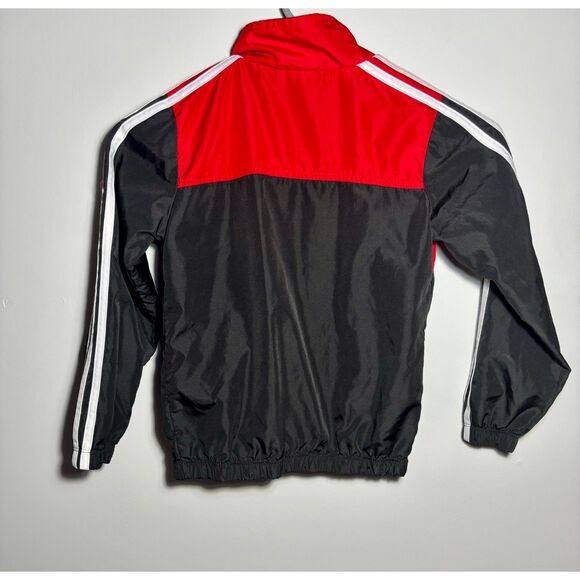 Adidas Kids Track Jacket Size 5 Red Black 3-Stripes Full Zip Lightweight - Picture 6 of 6